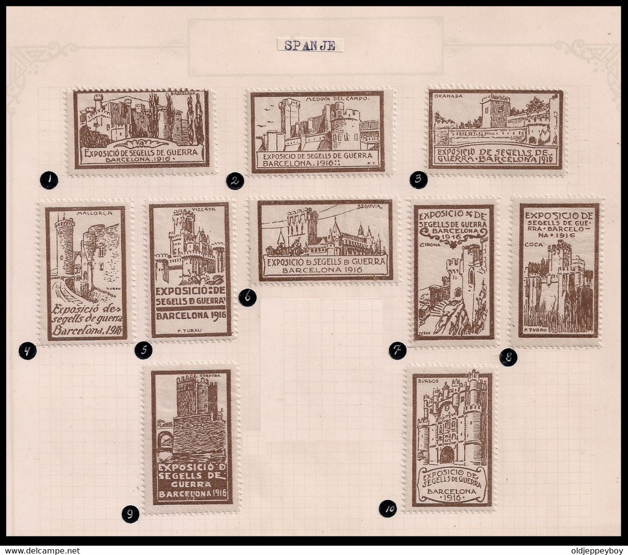 WW1 ERA Spain Barcelona, 1916, War Stamps Exhibition COMPLETE SET Cinderella - Sonstige & Ohne Zuordnung