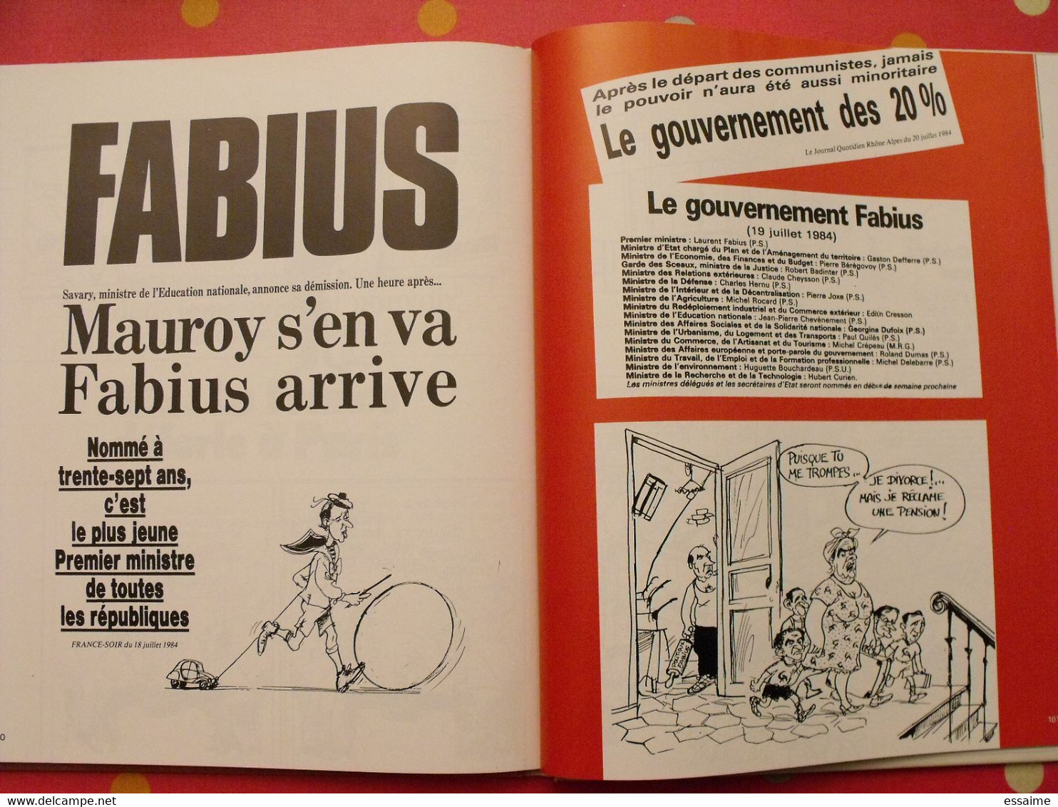 Calvi & auclert. L'addition. humour. dessins politiques. Mitterrand Marchais Giscard Rocard Fabius. 1985 le pré aux cler