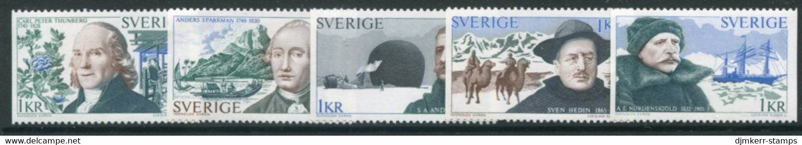 SWEDEN 1973 Explorers MNH / **.  Michel 810-14 - Unused Stamps