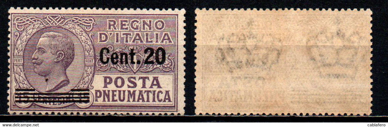 ITALIA REGNO - 1925 - EFFIGIE DI VITTORIO EMANUELE III - SOPRASTAMPA DA 20 CENT. SU 15 CENT. - MNH - Pneumatische Post