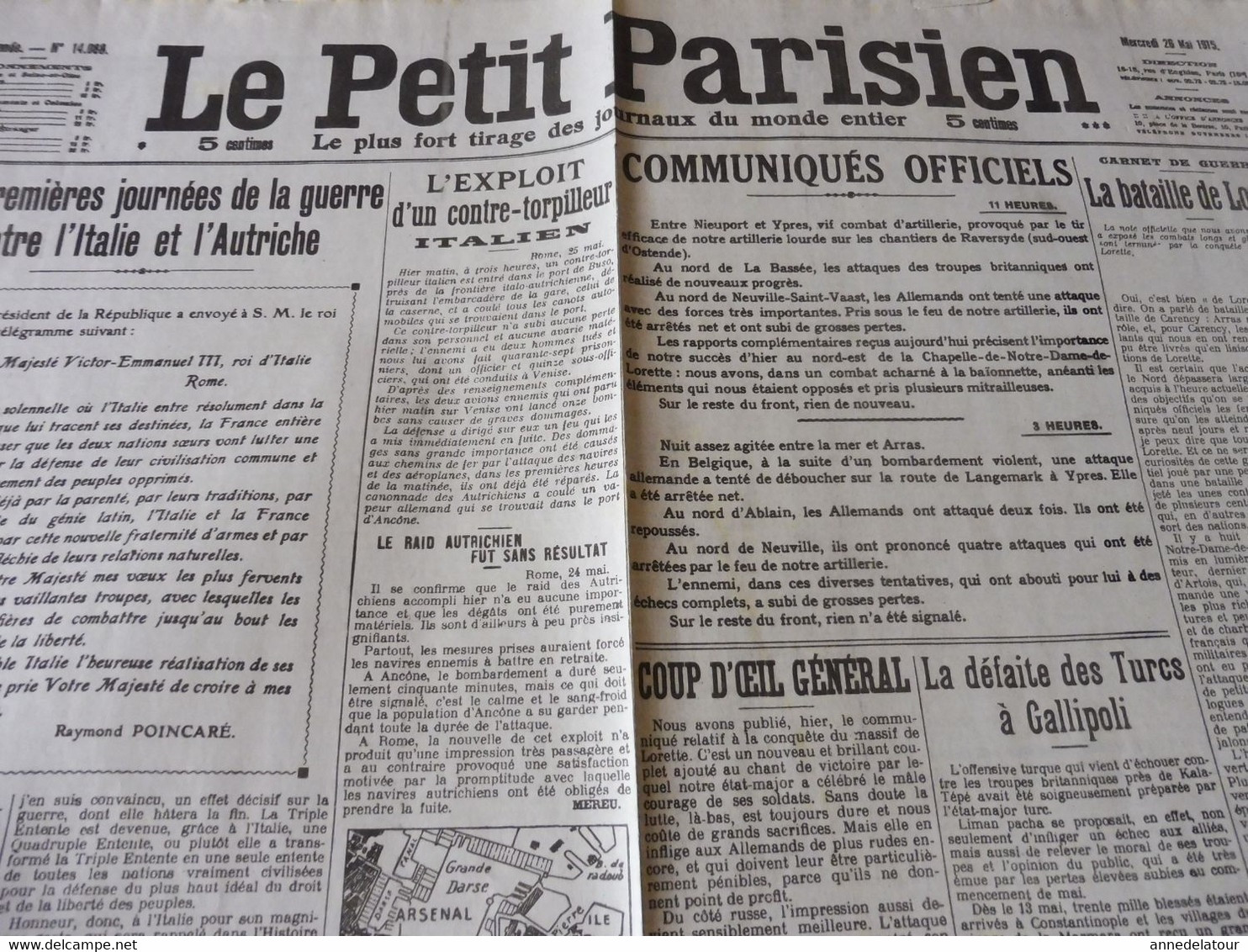 1915 LE PETIT PARISIEN : L'exploit D'un Contre-torpilleur Italien , Défaite Des Turcs à Gallipoli, Etc - Le Petit Parisien