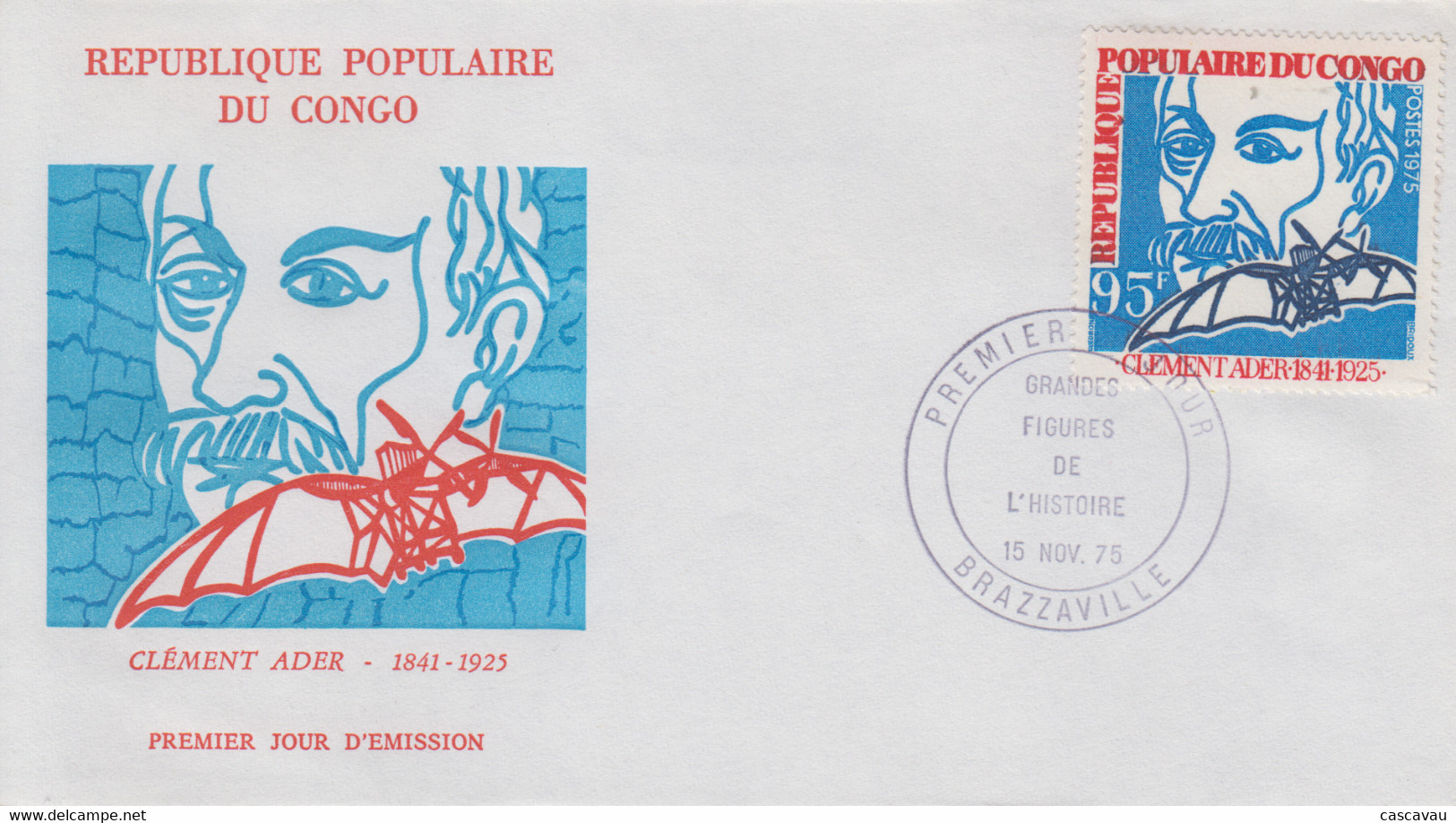 Enveloppe  FDC  1er  Jour      CONGO     Clément   ADER     1975 - FDC