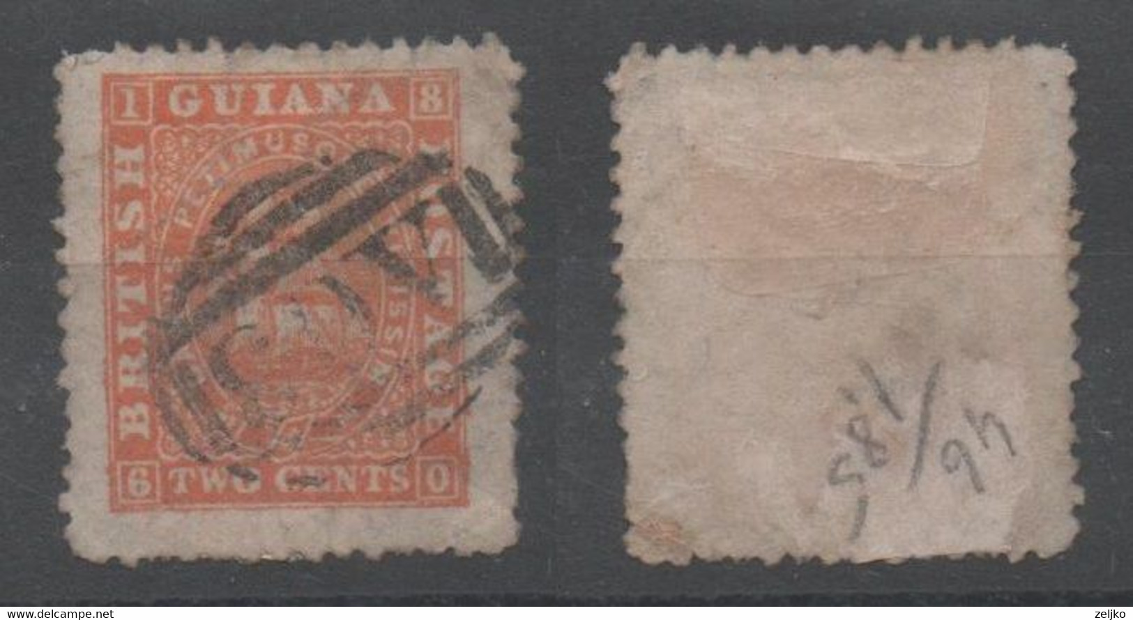 British Guiana, Used, 1863, Michel 25A, Perf. 12 1/2 X 13 - Britisch-Guayana (...-1966)