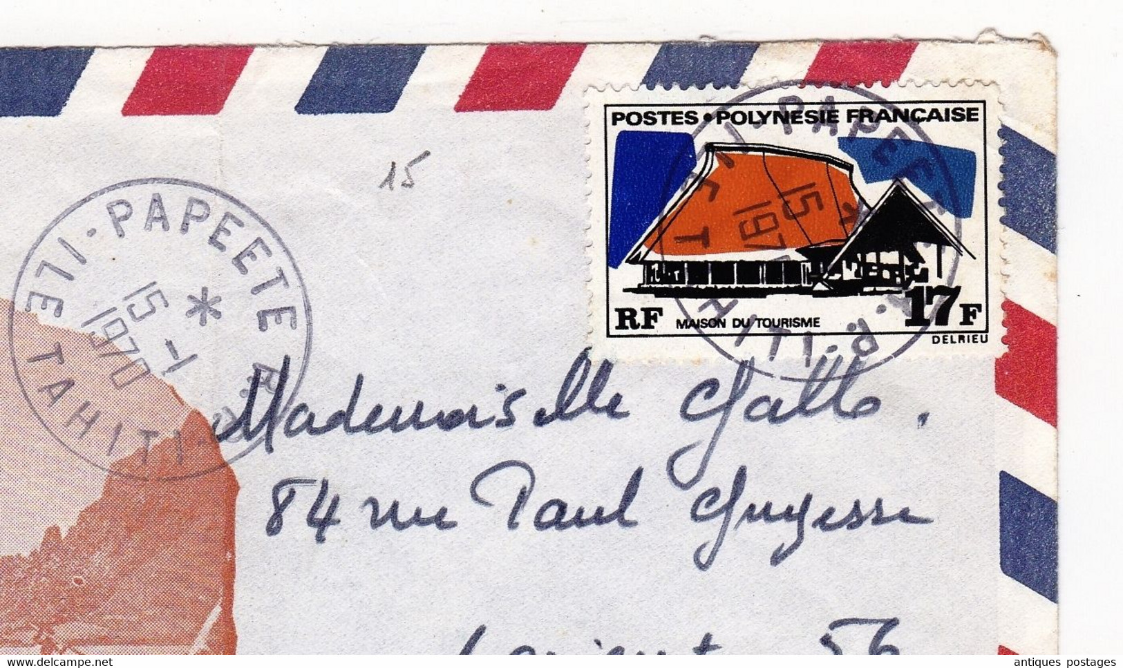 Lettre Papeete 1970 Tahiti Joyau Des Mers Du Sud Polynésie Française Lorient Morbihan Secteur Postal 91381 - Tahití