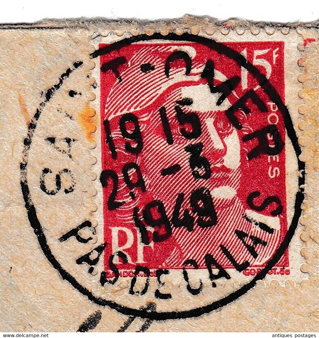 Lettre Saint Omer 1949 Pas De Calais Marianne De Gandon Maître Sénellart Notaire Aubigny En Artois - 1945-54 Marianne De Gandon