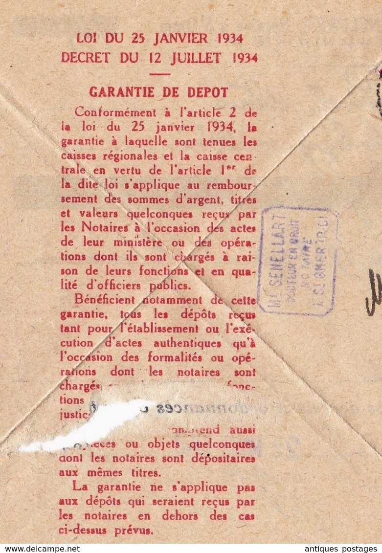 Lettre Saint Omer 1949 Pas de Calais Marianne de Gandon Maître Sénellart Notaire Aubigny en Artois