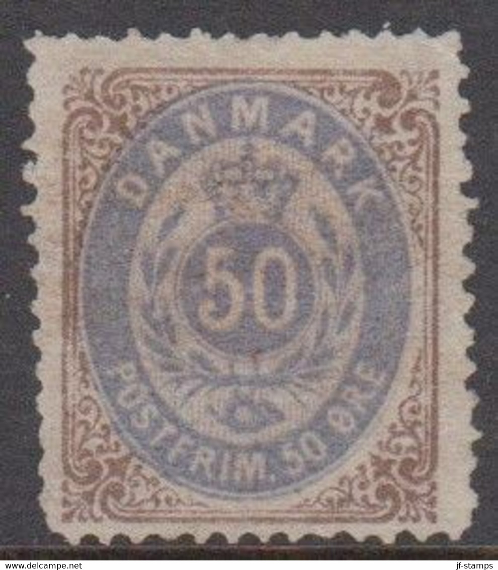 1875. Bi-coloured. 50 Øre Blue-violet/brown. Perf. 14x13½. Normal Frame. No Gum. (Michel 30IYAa) - JF424249 - Unused Stamps