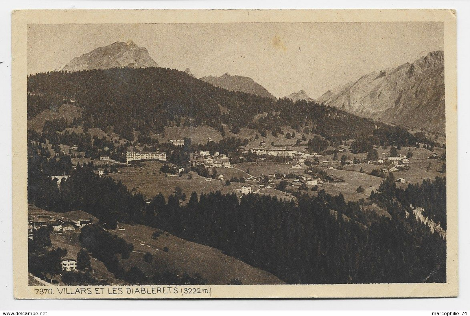 SUISSE HELVETIA CARTE VILLARS +  GRIFFE BATTERIE D'OBUSIERS COMMANDANT POUR CHOULLEX 1922 GENEVE - Abstempelungen