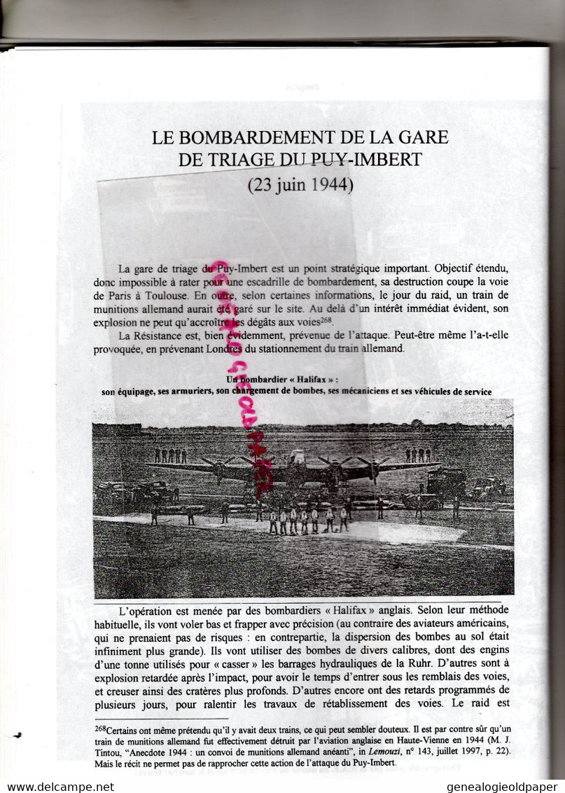 87- LIMOGES- CHATEAU DE FAUGERAS-JUILLAC-LA BASTIDE-LE MAS NEUF-DE CATHEU- BOMVBARDEMENT GARE TRIAGE PUY IMBERT-TOULET