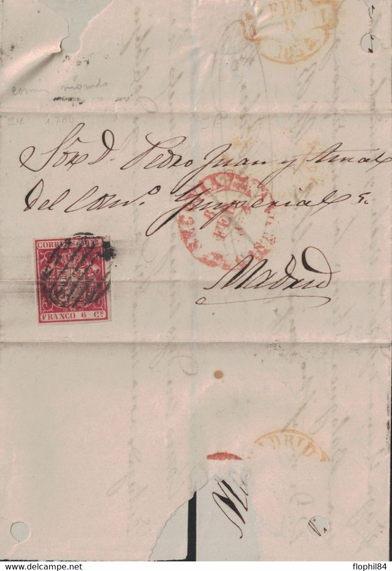 ESPAGNE - SEGOVIE - LETTRE DU 8 FEVRIER 1854 - AVEC TEXTE. - Covers & Documents