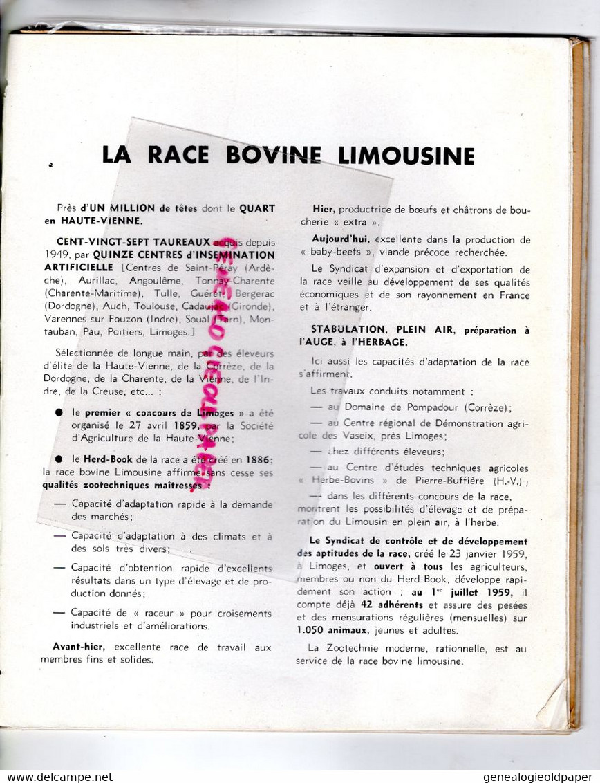 87- LIMOGES- BI CENTENAIRE SOCIETE AGRICULTURE HAUTE VIENNE-1759-1959-TURGOT-ALLUAUD-TEISSERENC DE BORT-DE SEZE-BRUCHARD - Limousin