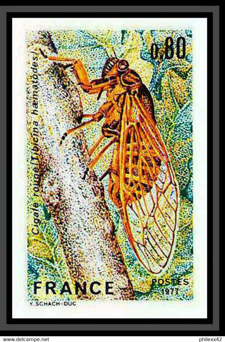 France N°1946 La Cigale Rouge Insectes (insects) Cicada Non Dentelé ** MNH (Imperf) Cote 45 Euros - Zonder Classificatie