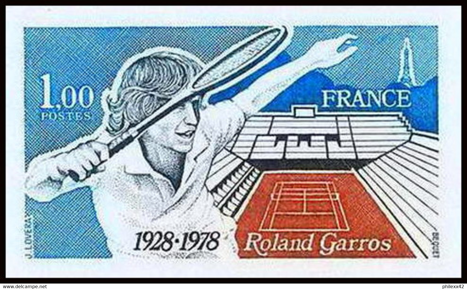 France N°2012 Roland Garros Tennis Borg Bloc De 9 Non Dentelé ** MNH (Imperf) Cote 60 - Zonder Classificatie