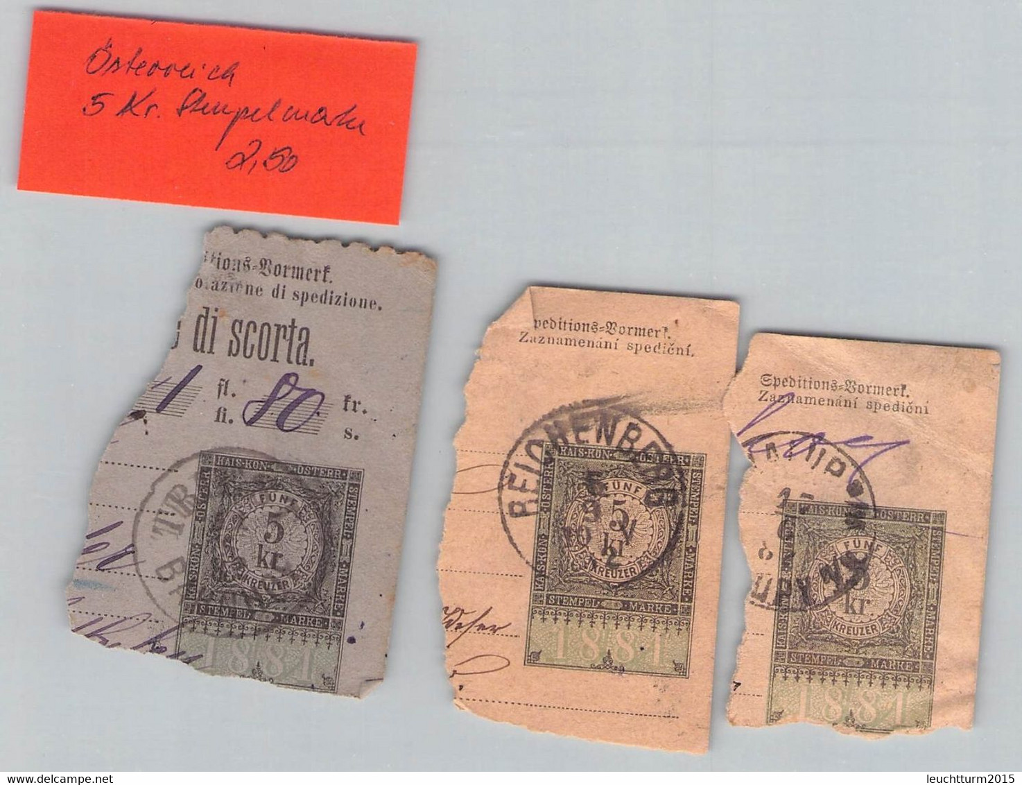 ÖSTERREICH - 5 KREUZER STEMPELMARKE /QE 254 - Revenue Stamps