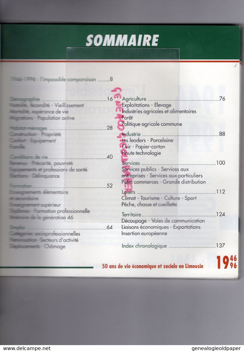 87-19-23- 50 ANS DE VIE ECONOMIQUE ET SOCIALE EN LIMOUSIN-1946-1996-INSEE HENRI THERON- - Limousin