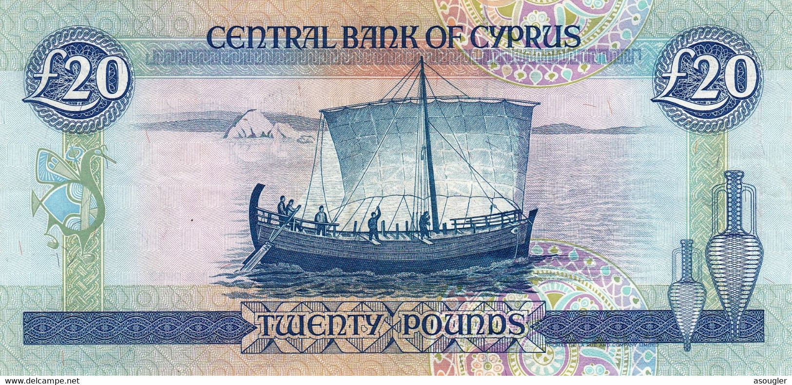 CYPRUS 20 POUNDS 1993 EXF- AU P-56b  "free Shipping Via Registered Air Mail" - Cyprus