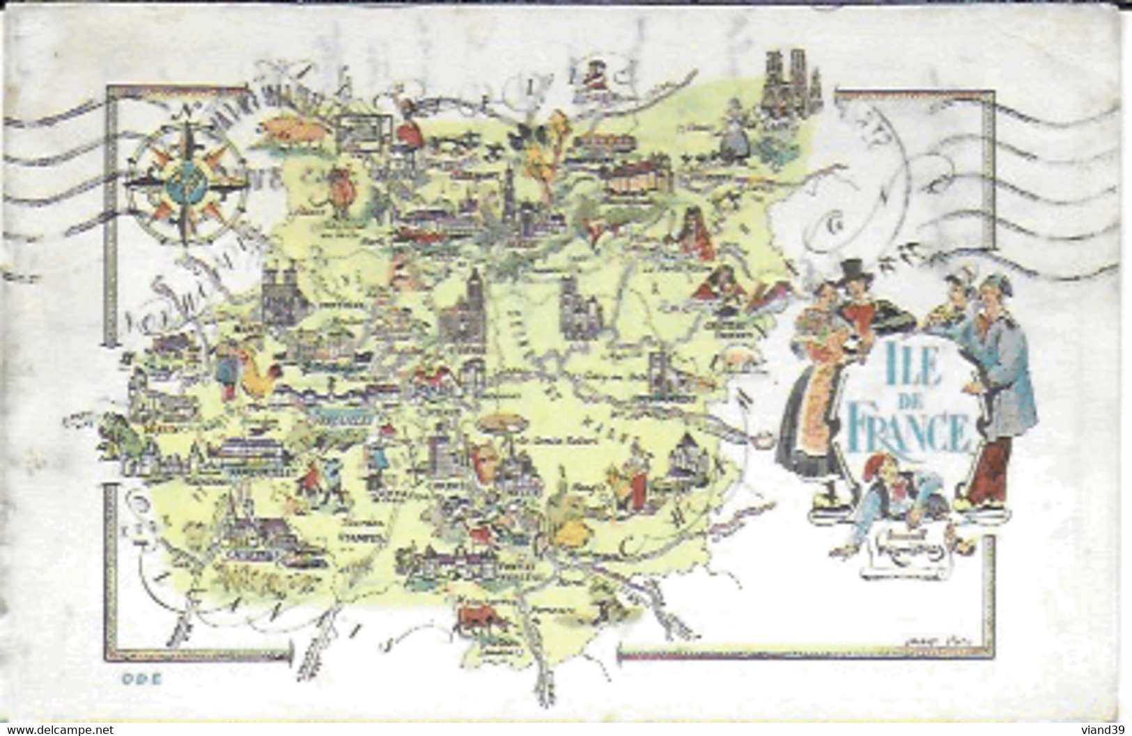 Carte Fantaisie De La Région Ile De France De Jacques Liozu. - 1952 - Ile-de-France