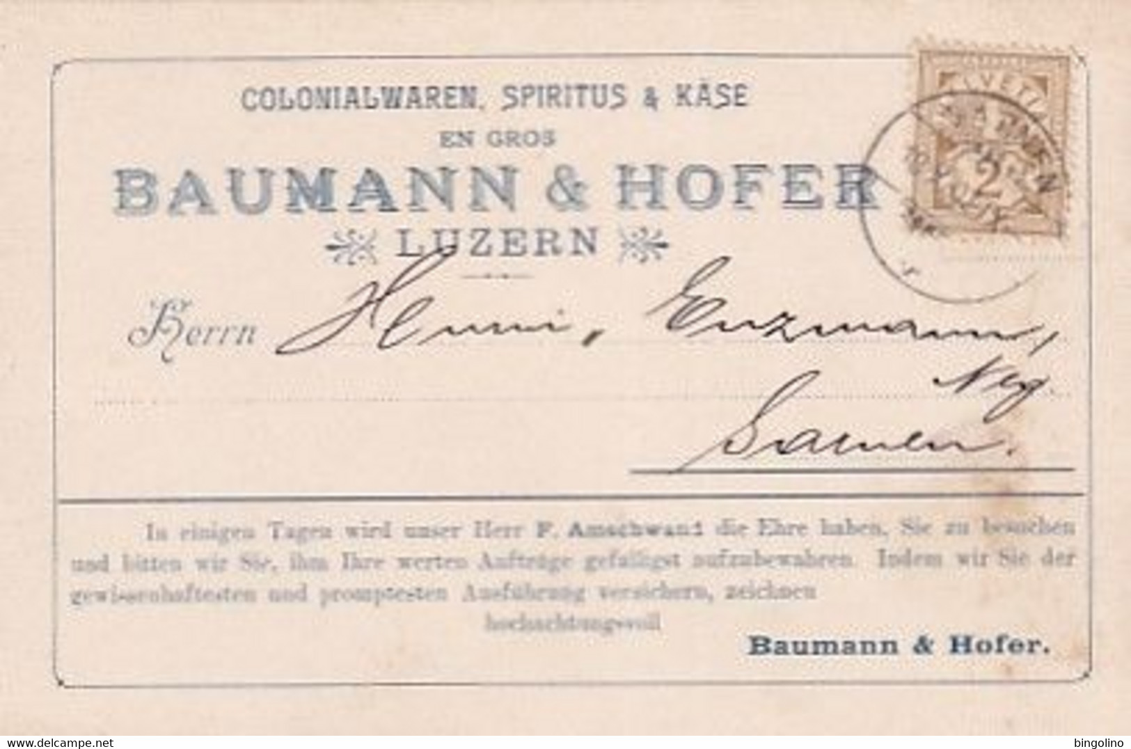 Luzern - Baumann & Hofer, Spiritus & Käse - 1902     (P-352-10512) - Lucerna