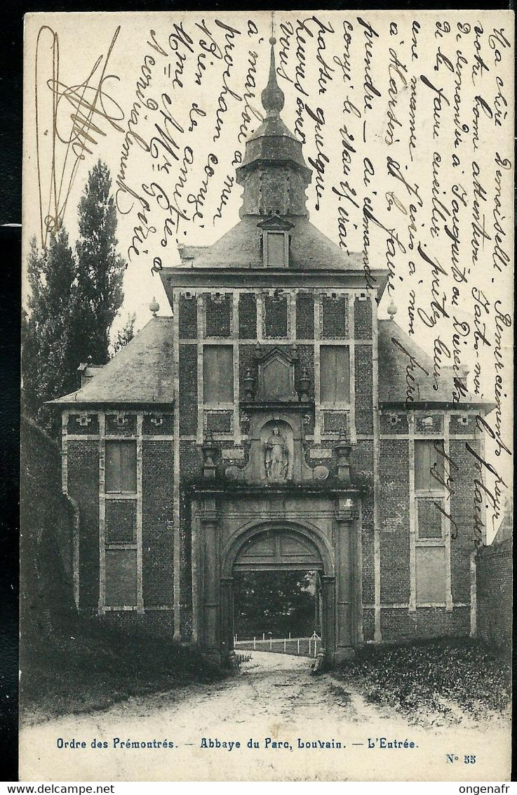 CP (Abbaye Du Parc, Louvain) Obl. LOUVAIN (STATION) 13/10/1906 + Obl. LOUVAIN FORMATION (chemins De Fer ) - Rural Post