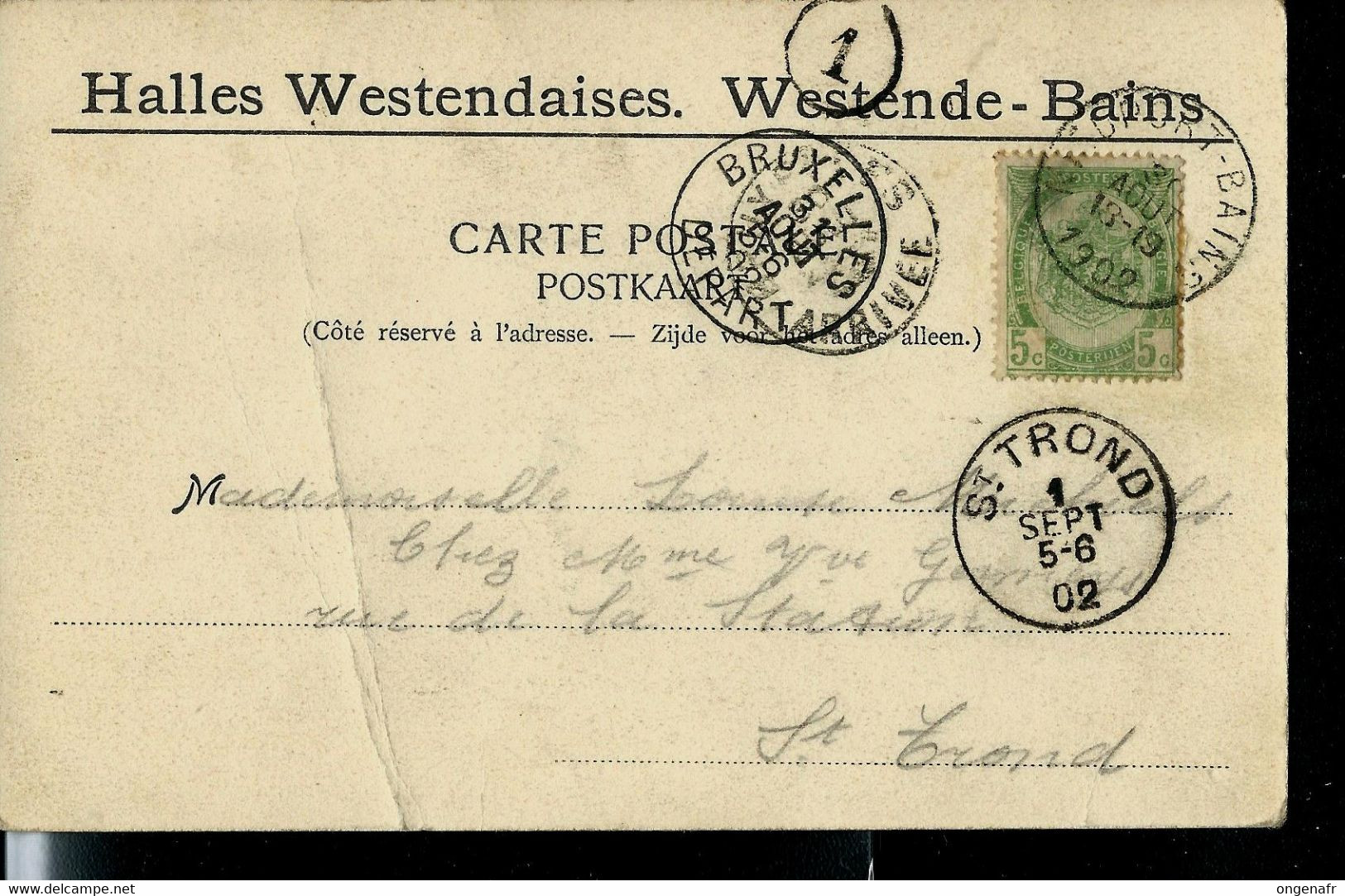 CP (Plage De Westende: Villas: Les Iris, Les Chardons... ) Obl. NIEWPORT-BAINS 1902 - Correo Rural