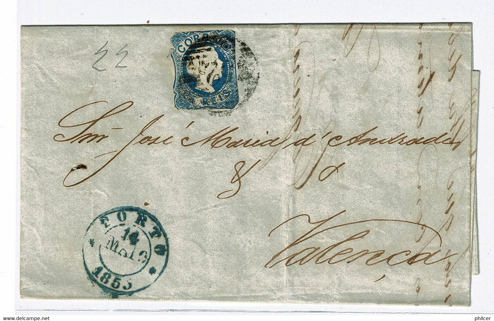 Portugal, 1855, # 6, Porto-Valença - Briefe U. Dokumente