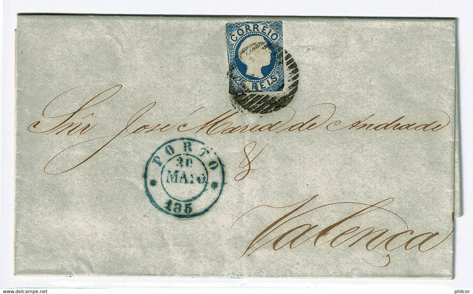 Portugal, 1855, # 6, Porto-Valença - Storia Postale