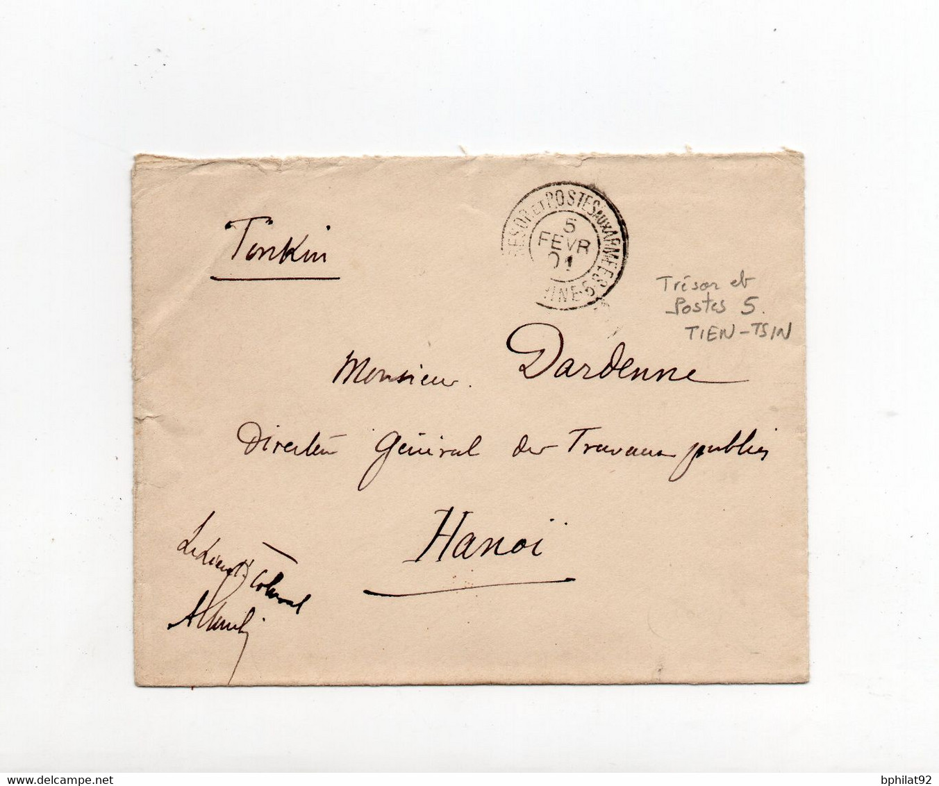 !!!  CORPS EXPEDITIONNAIRE DE CHINE DE 1901, CACHET TRESOR ET POSTE 5 (TIEN-TSIN) - Briefe U. Dokumente