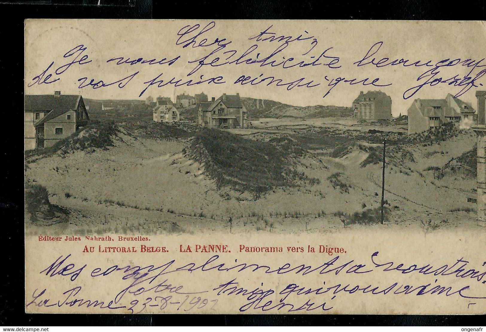 CP (Au Littoral Belge: La Panne) Obl. PANNE (BAINS) 1902 - Correo Rural