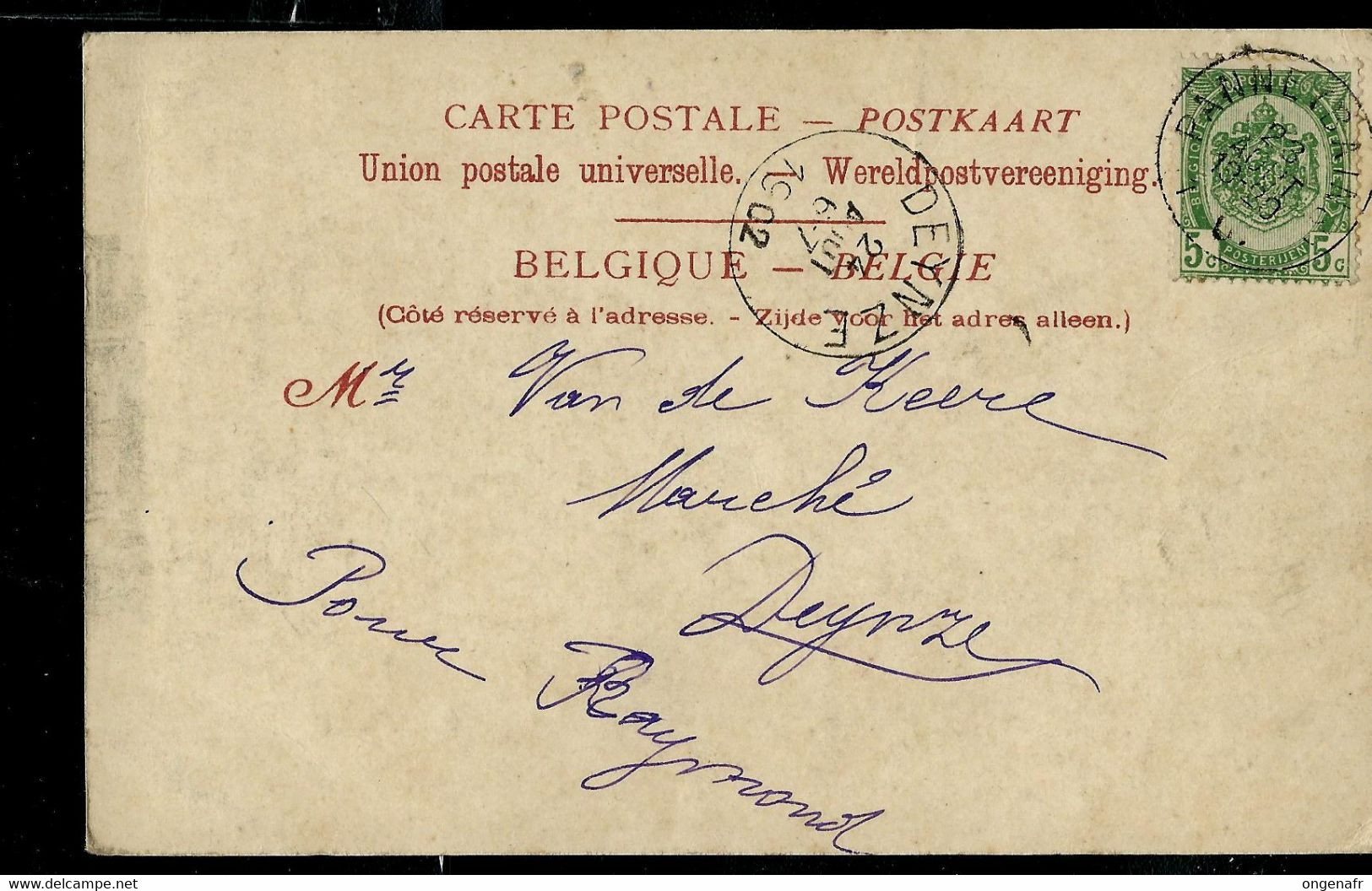 CP (Au Littoral Belge: La Panne) Obl. PANNE (BAINS) 1902 - Landelijks Post