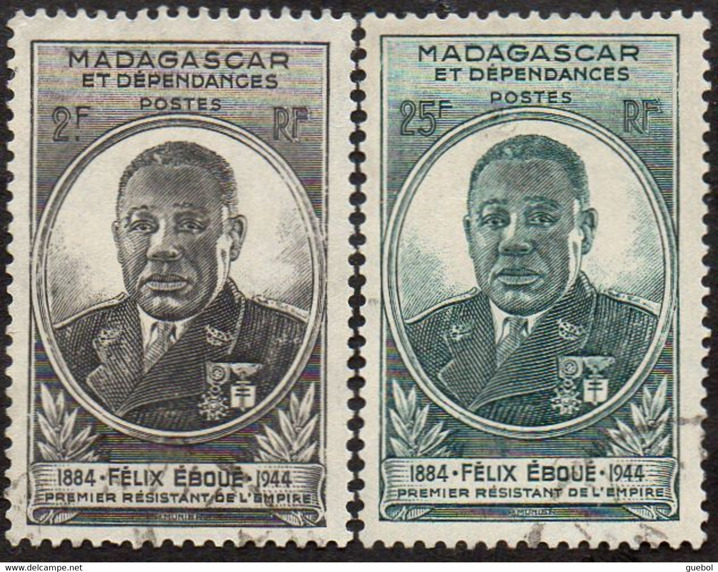 Détail De La Série - Gouverneur - Général Félix Eboué Obl. Madagascar N° 298 Et 299 - 1945 Gouverneur-Général Félix Éboué