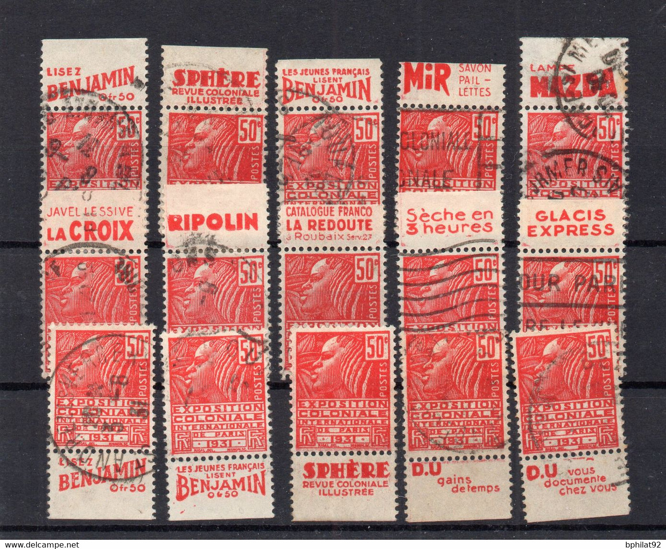 !!! FEMME FACHI, LOT DE 15 TIMBRES PUBLICITAIRES OBLITERES - Used Stamps