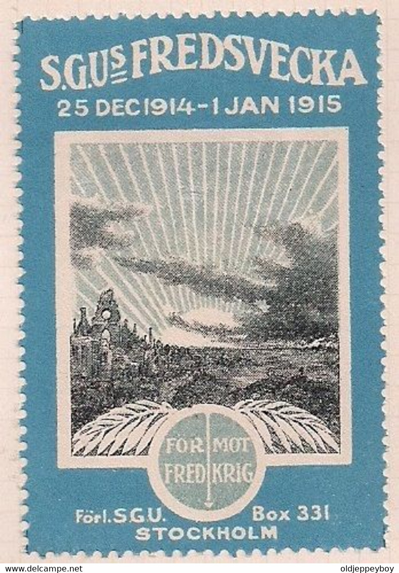 WW1 ERA SWEDEN - Poster Stamp - CINDERELLA - VIGNETTE- Peace Week 1915  25 DEC1914 - 1 JAN 1915 - Erinnophilie