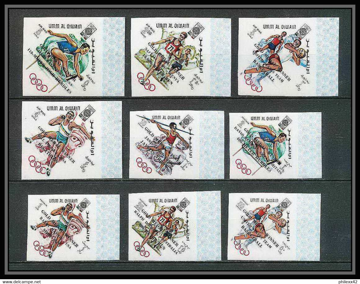 220a - Umm Al Qiwain MNH ** Mi N° 285 / 293 B Non Dentelé (Imperf) Overprint Jeux Olympiques Olympic Games Mexico - Sommer 1968: Mexico