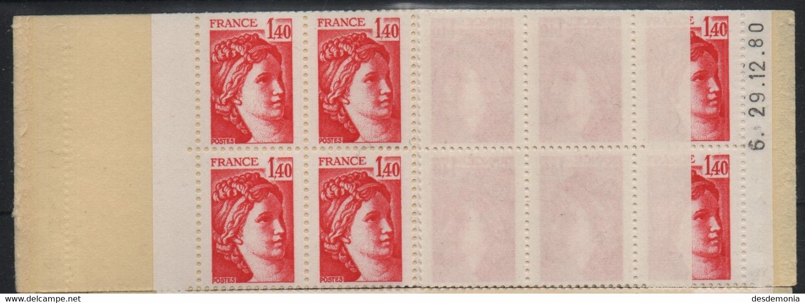 France Maury Carnet 427a (Yvert 2102-C4a) ** Sabine De Gandon Conf 8 Gomme Mate Daté Du 29.12.80 - Carnets