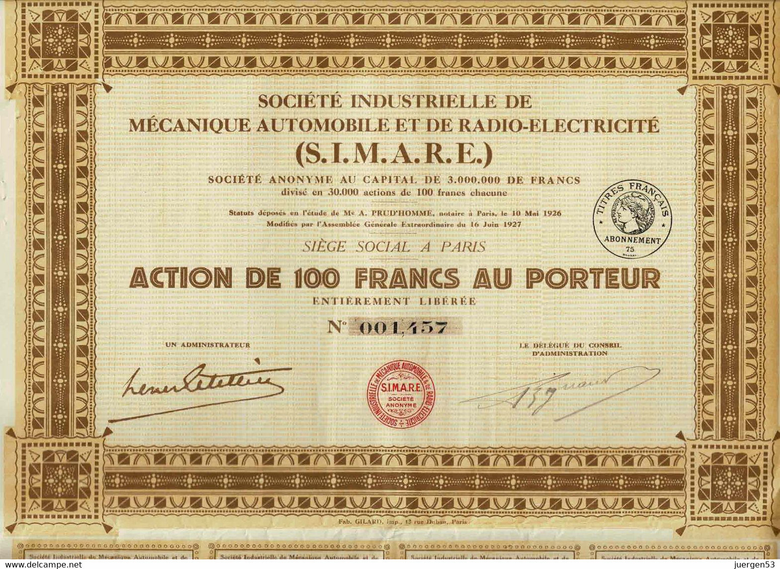 Société Industrielle De Mécanique Automobile ... (S.I.M.A.R.E.) - Automobile