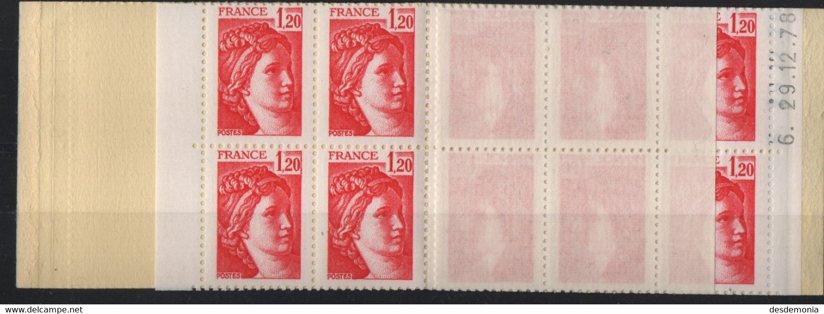 France Maury Carnet 413a (Yvert 1974-C4a) ** Sabine De Gandon Conf 8 (petit) Gomme Mate Daté Du 29.12.1978 - Booklets