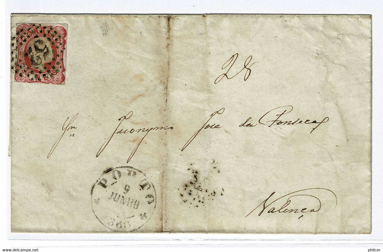 Portugal, 1860, # 13, Porto-Valença - Briefe U. Dokumente