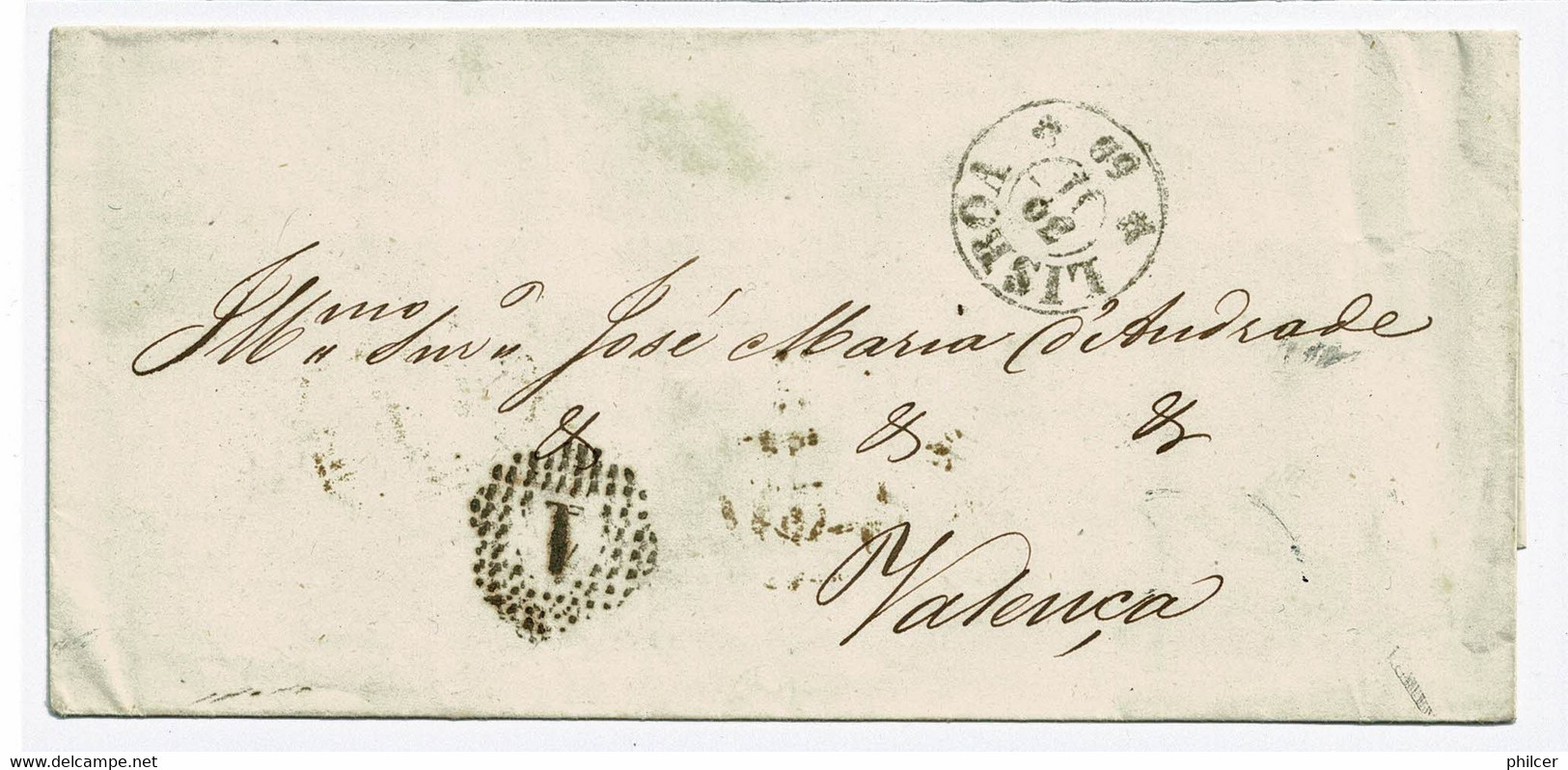 Portugal, 1859, # 13, Lisboa-Valença - Lettres & Documents