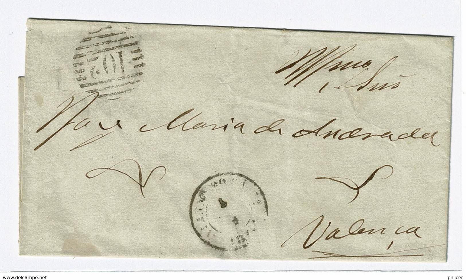 Portugal, 1856/8, # 13, Viana Do Castelo-Valença - Lettres & Documents