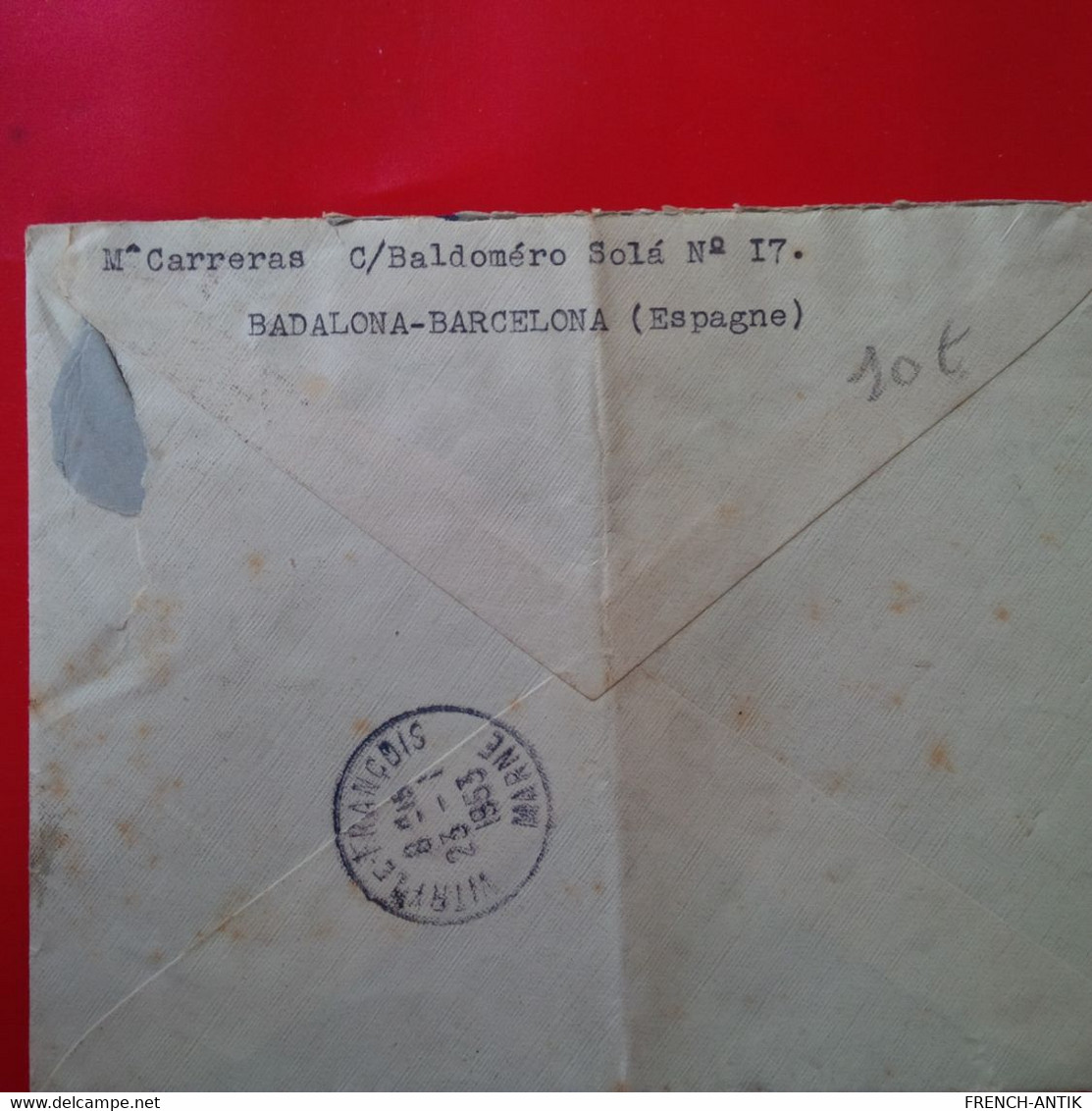 LETTRE BADALONA BARCELONA POUR VITRY LE FRANCOIS CONTROLEUR DES CONTRIBUTIONS DERECTES CANTON ST REMY 1953 - Briefe U. Dokumente