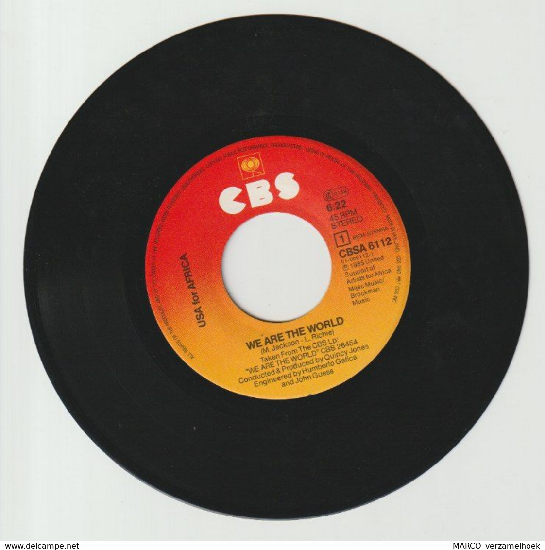 45T Single USA For AFRICA - We Are The World Michael Jackson-lionel Richie-bruce Springsteen - Limitierte Auflagen