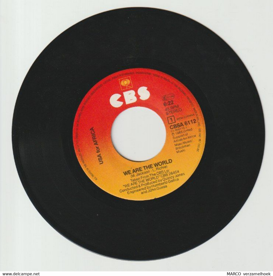 45T Single USA For AFRICA - We Are The World Michael Jackson-lionel Richie-bruce Springsteen - Ediciones Limitadas