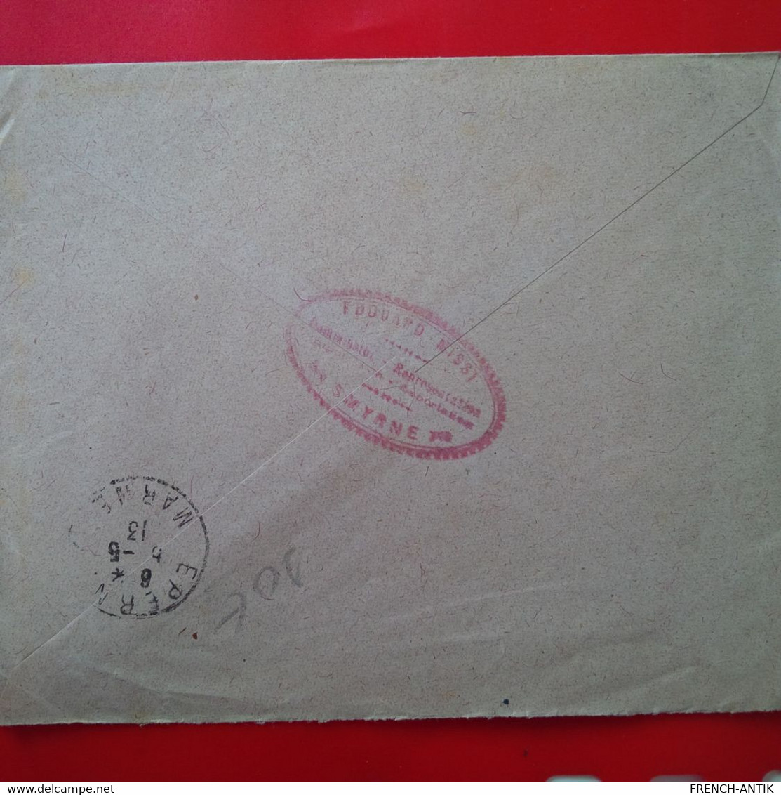 LETTRE SMYRNE POUR EPERNAY VIN CHANOINE 1913 TIMBRE LEVANT AVEC SURCHARGE - Lettres & Documents