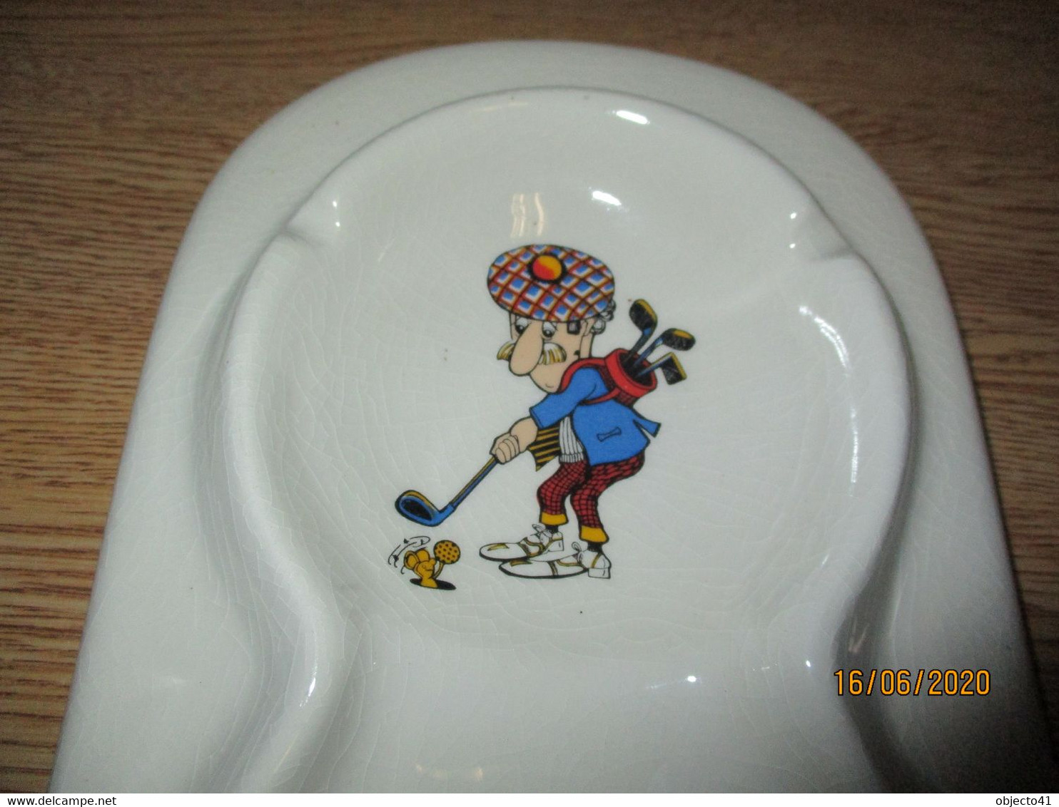 Old Vieux Ashtray Cendrier Ceramique Golf Sport - Kleding, Souvenirs & Andere