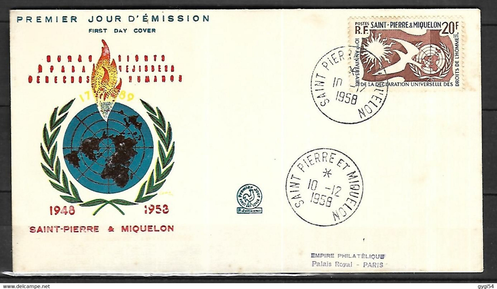 Saint Pierre Et Miquelon  FDC  10 12 1958  Cat  YT N° 358 - FDC