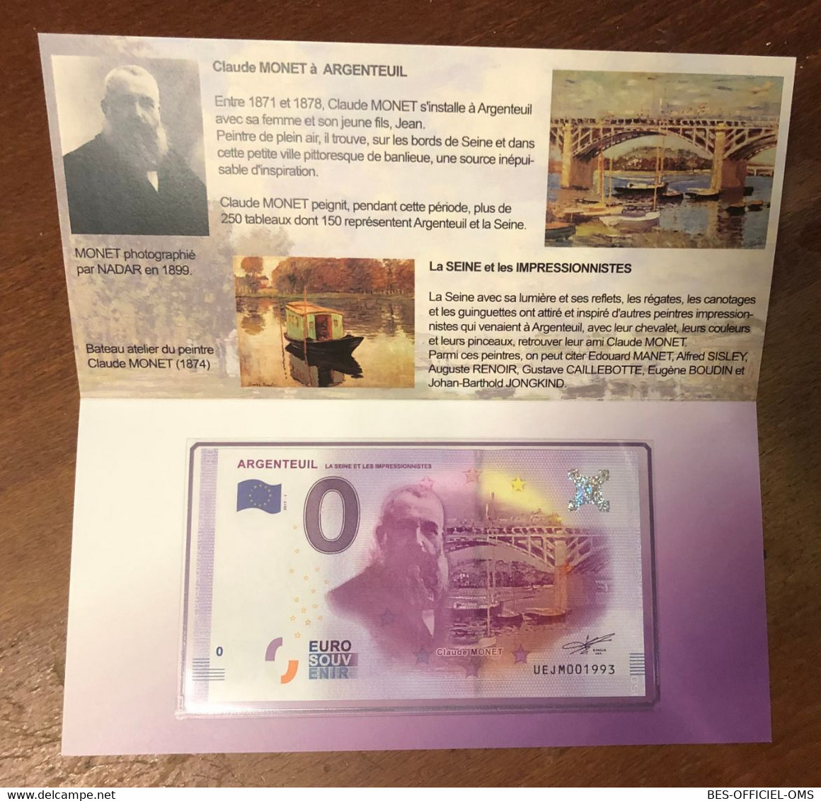 2017 BILLET 0 EURO SOUVENIR DPT 95 ARGENTEUIL ENCART N°2 ZERO 0 EURO SCHEIN BANKNOTE PAPER MONEY BANK - Essais Privés / Non-officiels