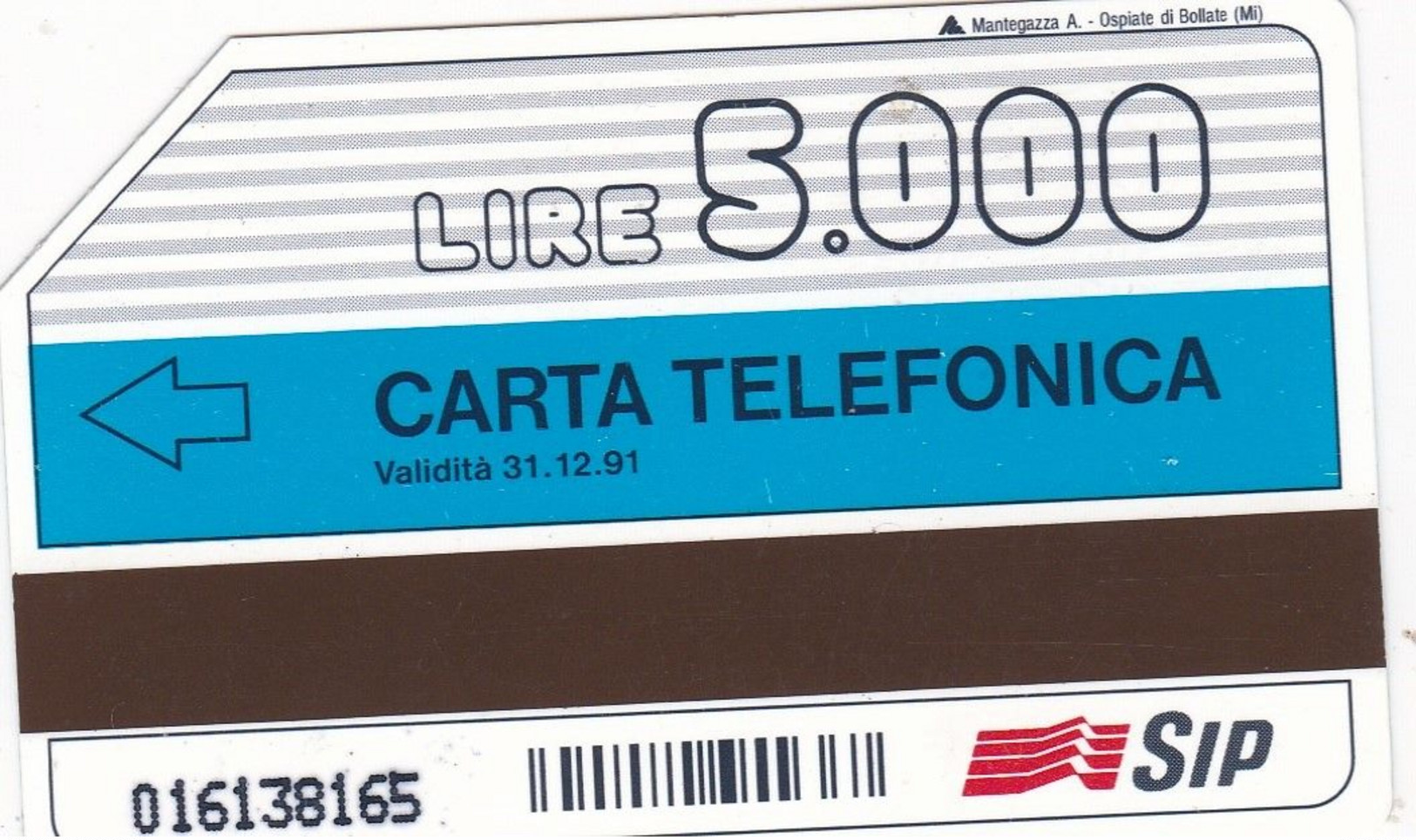 TELECARTE  D ITALIE 5.000 LIRES  31 /  12   //  91 - Other & Unclassified