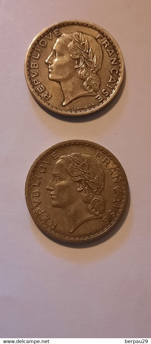 2 Monnaies De 5 Francs - 1945 C Et 1946 C BRONZE Lavrillier - Altri & Non Classificati