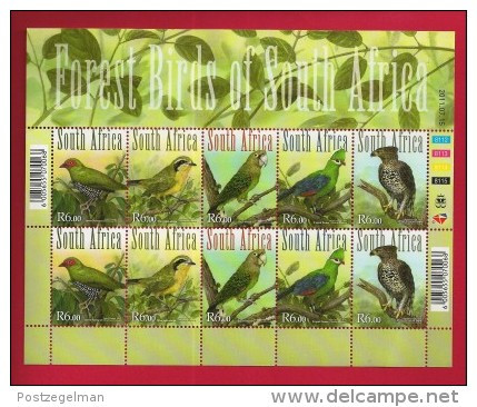 SOUTH AFRICA, 2011, Mint Never Hinged Full Sheet, Forest Birds Of Africa, Sa2186-2190 #nr. 3848 - Nuovi