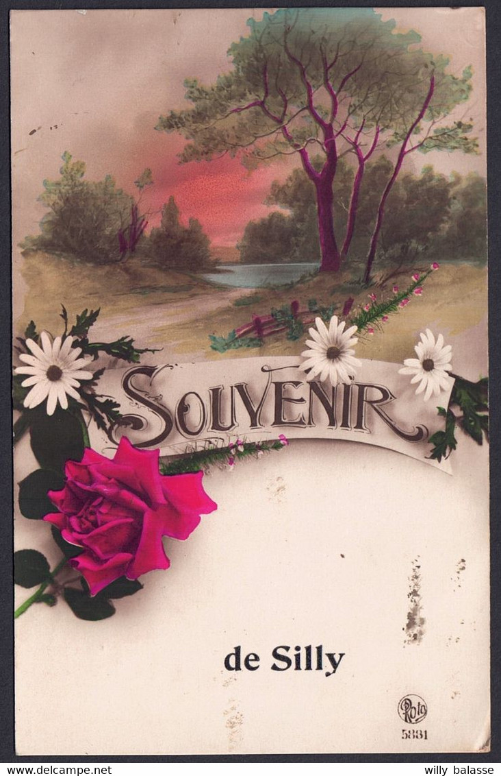 +++ CPA - Souvenir De SILLY - Fleur Rose  // - Silly